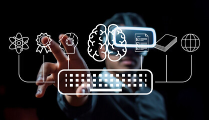 Virtual Reality Interaction with Digital Icons Representing Knowledge, Innovation, and Technology for Educational and Professional Environments