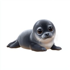 Fototapeta premium Playful baby seal relaxing on the shoreline coastal beach cute animals natural habitat close-up view wildlife photography