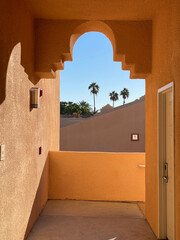 Warm Courtyard With Arched Doorway