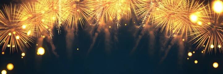 Vibrant fireworks exploding in the night sky