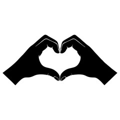 Fototapeta premium Hands Forming Heart Shape Silhouette, Minimal Valentine’s Day Love Icon