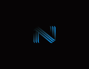 Obraz premium Abstract Letter N Logo – Modern Blue Line Technology Symbol