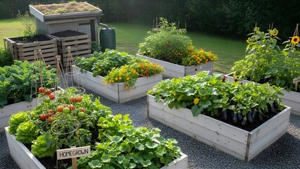 Vegetable garden in raised beds
