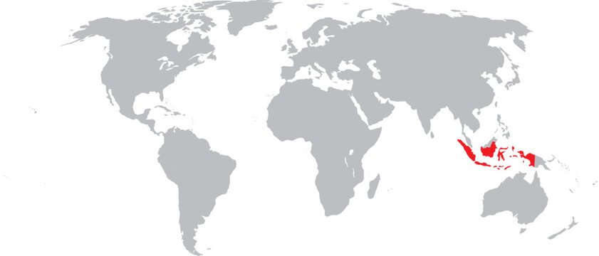 Indonesia Highlighted on World Map Vector Design