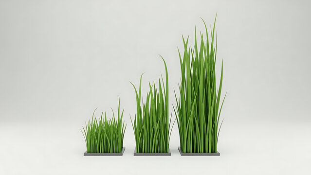 Fintech 3d data visualization of growing grass symbolizing financial growth and investment progress over time with a clean, minimalist background. - Powered by Adobe