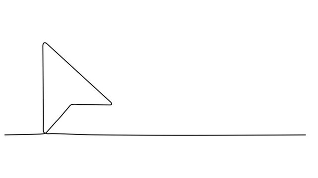Cursor arrow in one continuous line drawing animation. Cursor icon. Full length single line animation video, Animated continuous one line drawing of a cursor arrow. Minimalist vector motion
