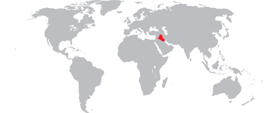 Iraq Highlighted on World Map Vector Design.