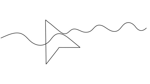 Cursor arrow in one continuous line drawing animation. Cursor icon. Full length single line animation video, Animated continuous one line drawing of a cursor arrow. Minimalist vector motion