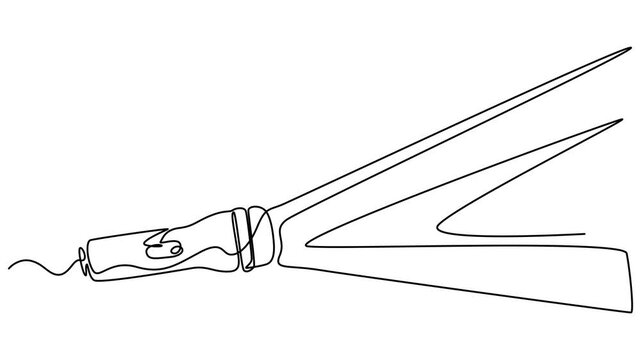 flashlight continuous one line drawing animation, One continuous line drawing of flashlight poster vector illustration. flashlight drawing one continuous line vector, one line drawing of lighting tool