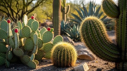 Cacti and succulents in natural environment