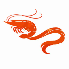 Shrimp vector clipart art illustration solid white background 