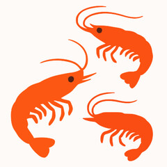 Shrimp vector clipart art illustration solid white background 