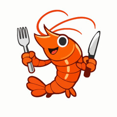 Shrimp vector clipart art illustration solid white background 