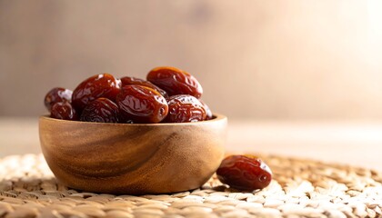 Dates in a Wooden Bowl - A Healthy and Delicious Treat.