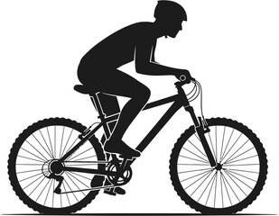 Fototapeta premium Silhouette of a person riding a mountain bike, illustrating a healthy lifestyle and outdoor activity
