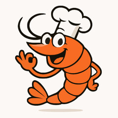 Shrimp vector clipart art illustration solid white background 