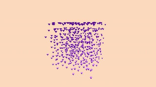Floating Pyramids 3D Grid Lattice Sine-wave Stream Matte Lavender Peach Clean Soft Chaotic Swarm AI Hive Mind Data Processing Molecular Crystallization Loop 4K ProRes 422 HQ
