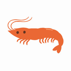 Shrimp vector clipart art illustration solid white background 