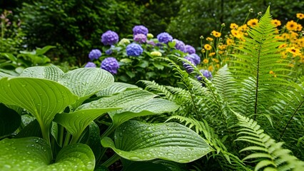 Garden plants flowers and foliage