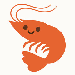 Shrimp vector clipart art illustration solid white background 