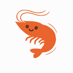 Shrimp vector clipart art illustration solid white background 