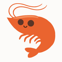 Shrimp vector clipart art illustration solid white background 