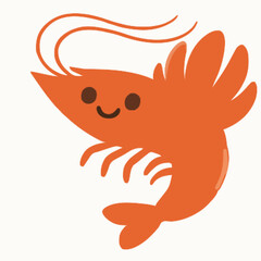 Shrimp vector clipart art illustration solid white background 