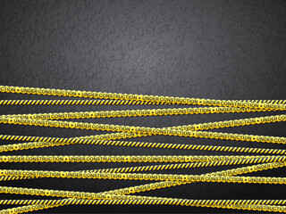 Under construction tape on asphalt background. Vector illustration.