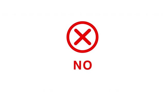 red wrong decline sign with no text animation