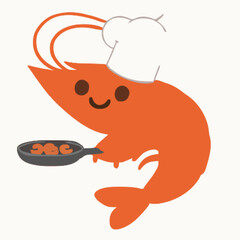 Shrimp vector clipart art illustration solid white background 