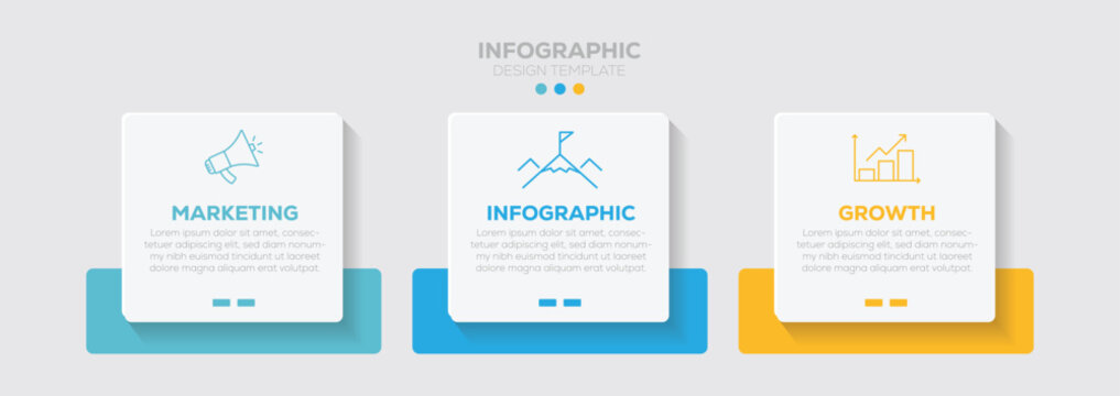 Infographic template with 3 options or steps process chart. timeline 3 steps template. Timeline, Business presentation. Can be used for workflow layout, diagram. Vector illustration. 