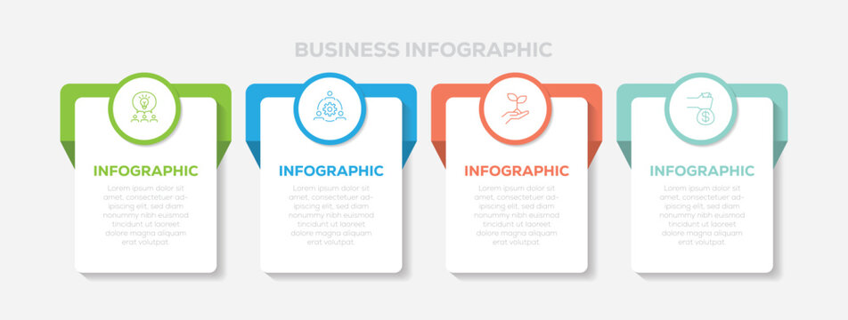 infographic design. Business data visualization timeline process infographic template design with icons. presentation graph. Business concept with numbers 4 options vector illustration.