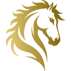 Golden Decorative Horse Silhouette Design Element. Chinese New Year Mascot. 