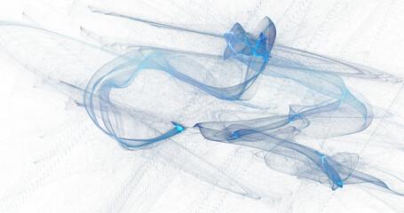 Sweeping diagonal bands of soft blue smoke, layered translucent planes and curves gliding across white canvas, sophisticated abstract PNG illustration perfect for corporate, finance and technology des