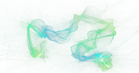 Soft aqua and teal smoke ribbons flowing across white background, calm abstract motion artwork with translucent looping forms, refreshing high resolution PNG ideal for wellness, eco and tech designs

