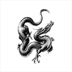 Obraz premium Mythical Dragon Ink Illustration