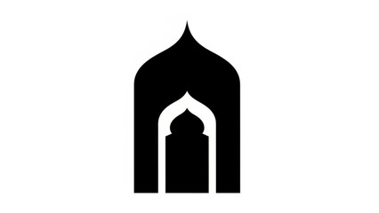 Fototapeta premium Islamic Archway Silhouette Isolated on White Background