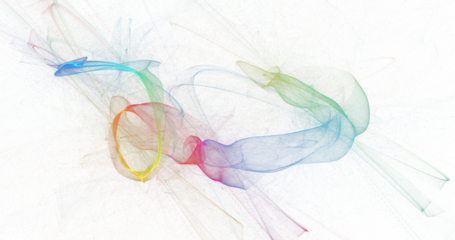 Sweeping looped smoke arcs in cool and warm pastel tones, elegant abstract motion artwork on bright white background, fluid ribbon PNG ideal for minimalist posters, branding, and web design

