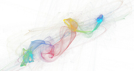 Dynamic diagonal abstract smoke composition with vivid rainbow color clusters on white, energetic flowing lines and knots, high detail artistic PNG for creative digital and print projects