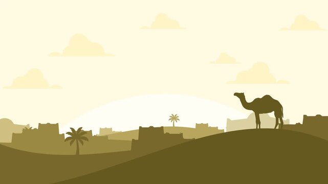 Editable Animated Desert Background for PowerPoint - Minimalist Flat Vector