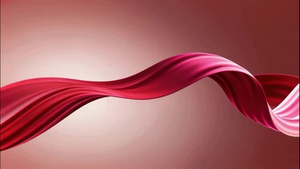 Elegant abstract animation featuring a vibrant red and pink silk ribbon flowing gracefully with smooth motion. Perfect for backgrounds. - Powered by Adobe