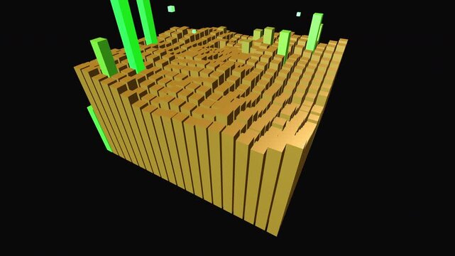 Metallic Gold Pillars Green Liquidity Particles Asset Inflation Market Growth Wealth Management Dark Cinematic Bloomberg Crypto Finance Loop 4K ProRes 422 HQ