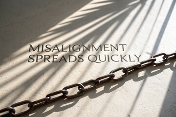 Steel Chain with Text 'Misalignment Spreads Quickly'