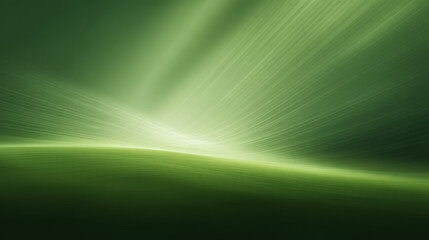Abstract green background with subtle light rays and curved lines for St Patrick Day celebration. Digital art for holiday design and festive invitation card.