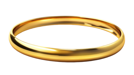 Gold wedding band on transparent background
