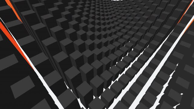 Isometric Server Farm Data Warehouse Minimalist Grid Orange Pulse Waves Moving Diagonally Loop 4K ProRes 422 HQ