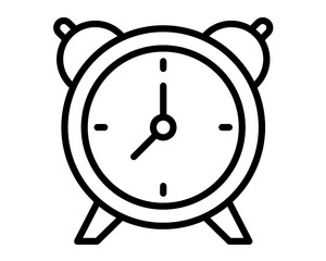 Alarm clock icon, editable stroke outline icon isolated on white background flat vector illustration, black outline, Pixel perfect