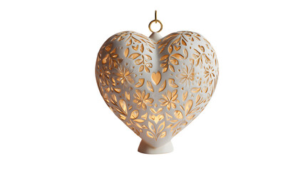 Decorative floral heart lantern isolated on transparent background