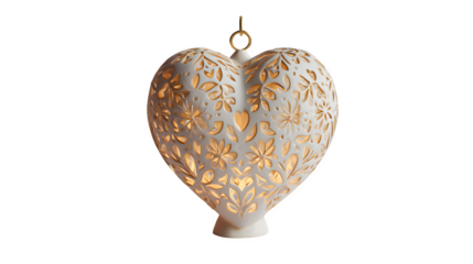 Decorative floral heart lantern isolated on transparent background