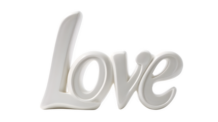 Elegant white love script isolated on transparent background